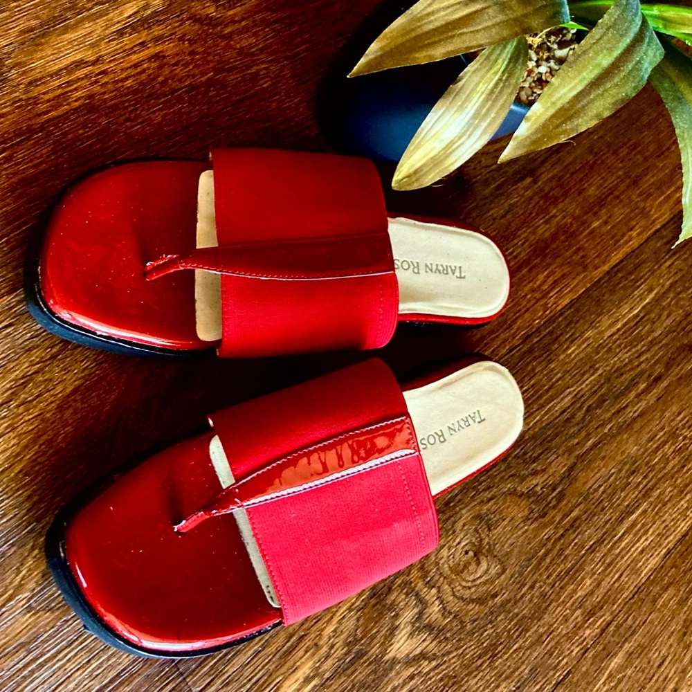 Taryn Rose Women's Red Slide Sandals - Picture 3 of 8